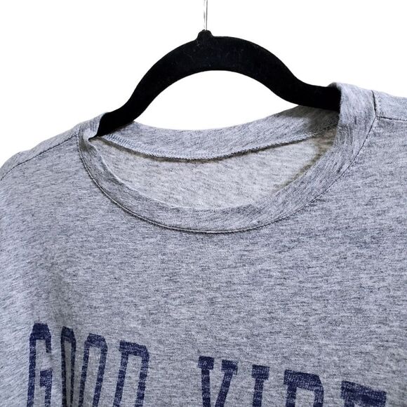 Grayson Threads Womens Cropped Good Vibes Grey T-Shirt Size Medium - Picture 3 of 11